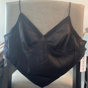 AIDEN Bandeau Black Top (M), tie back, never worn